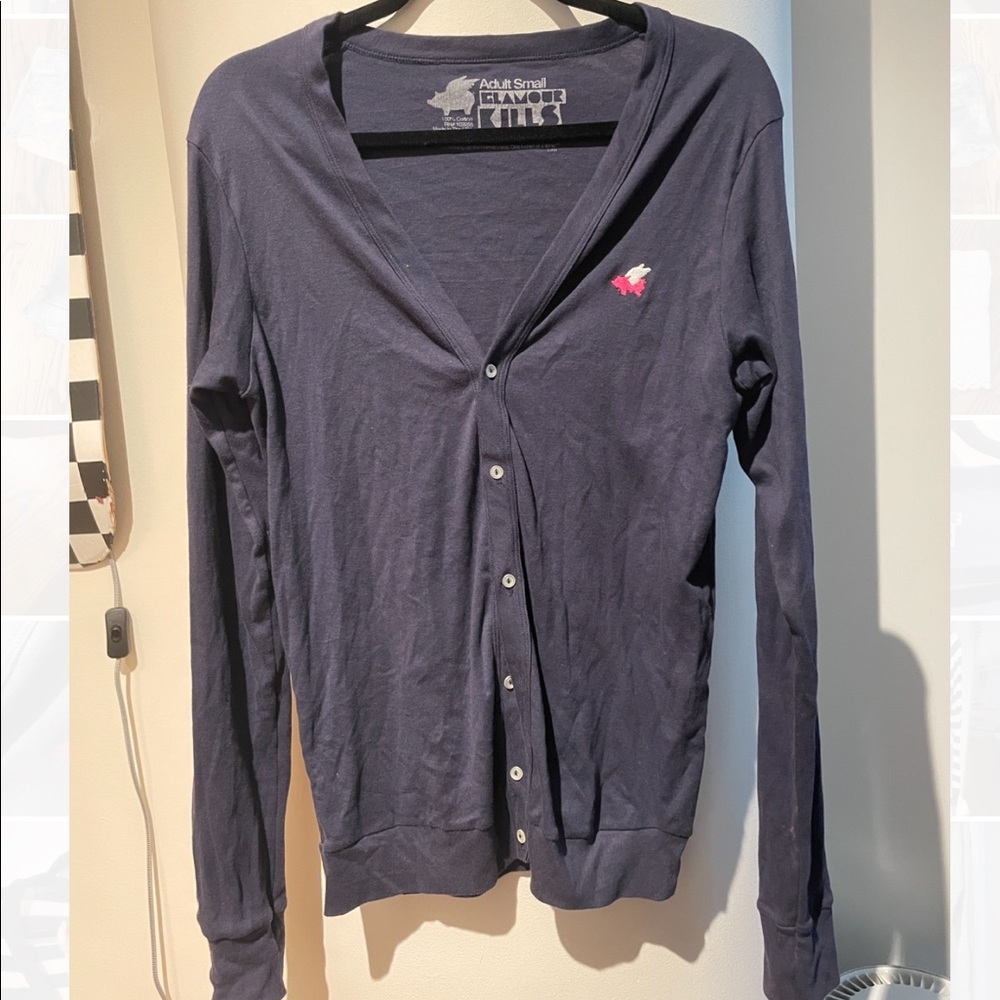 Unisex navy blue Gamour Kills cardigan